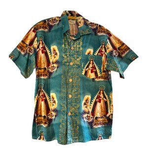 Carolina Perez Camp Shirt with Angels & Icons